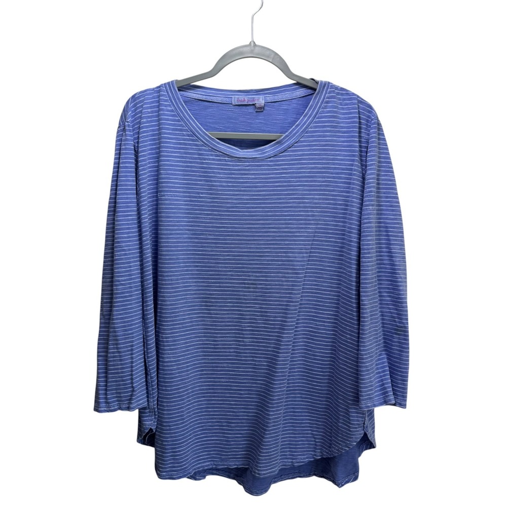 Fresh Produce 100% Cotton Lagenlook Striped Resort Nautical Tunic Top XXL Blue